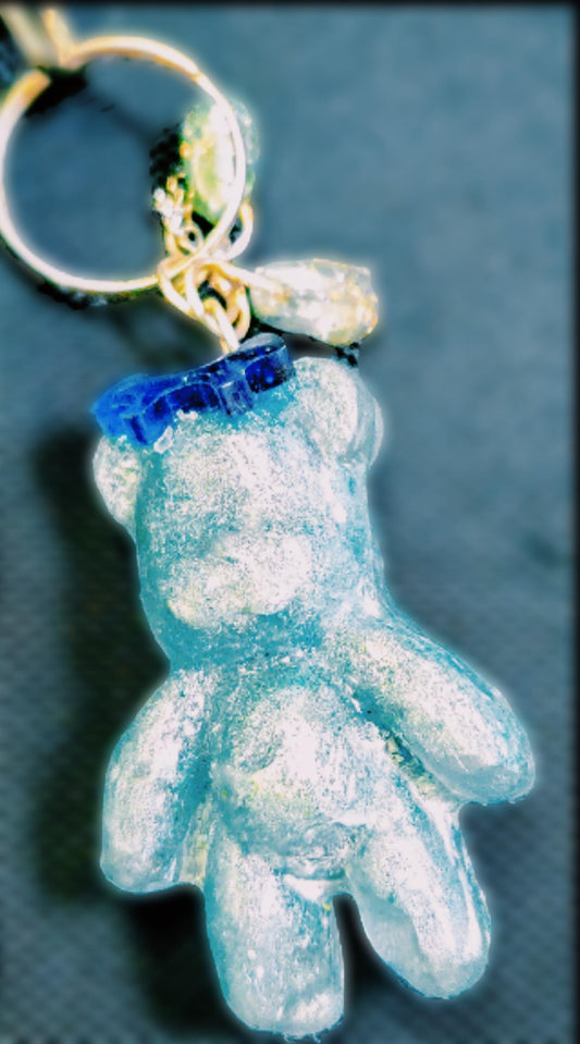 Sparkling Resin Bear Handmade Keychain Unique TeddyBear Charm