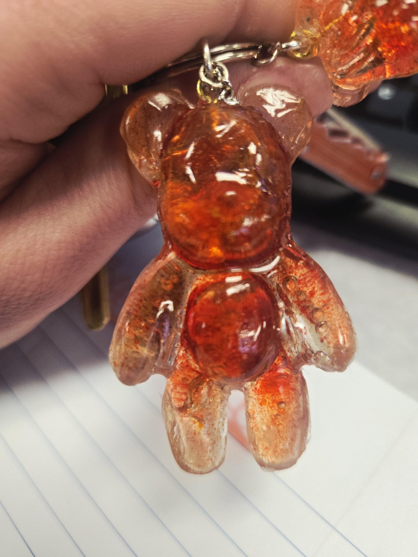 Resin Bear Handmade Keychain Unique TeddyBear Charm- Different Colors