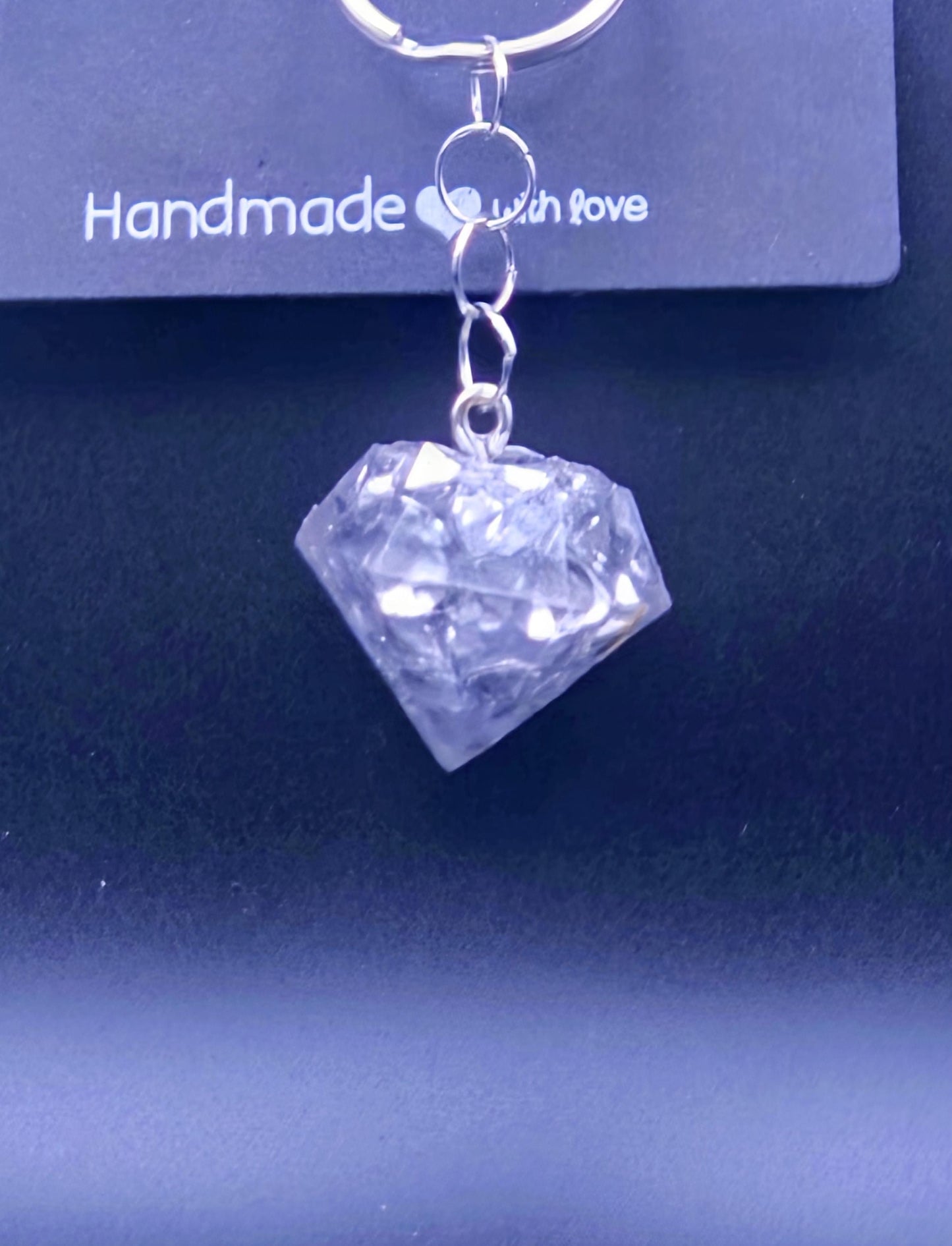 Handmade Diamond Resin Keychain: Cubic Zirconia Sparkle
