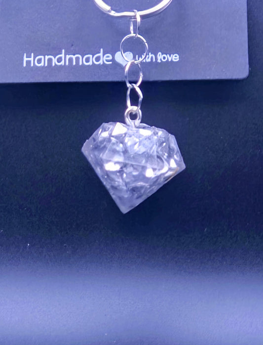 Handmade Diamond Resin Keychain: Cubic Zirconia Sparkle