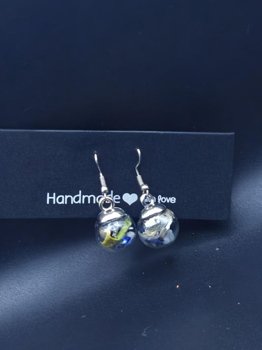 Calming Evil Eye Moonstone Butterflypea and Lanvender Wish Jar Earrings