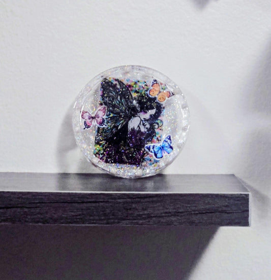 Sparkle Siren Fairy Resin Coaster | Gothic Butterfly Trinket Dish | Glitter Witchy Home Decor