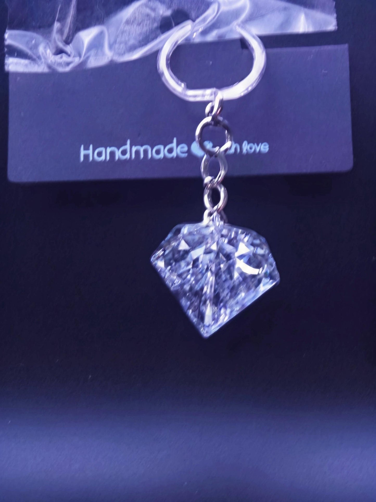 Handmade Diamond Resin Keychain: Cubic Zirconia Sparkle